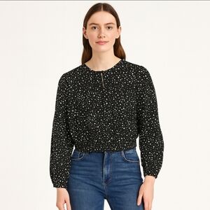 Levi's Black And White Floral Cropped Blouse Sz Lg